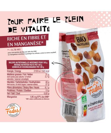 Dried Fruit FADAS - Mix Le Craint D gun Bio 145 g - Cashews Almonds Hazelnuts & Raisins - Aperitif & Snacking Mix - Buy Online on GoSupps.com