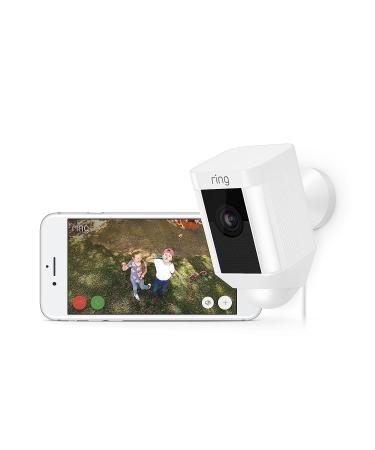 Certified Refurbished Ring Spotlight Cam Wired - HD Security Camera with Spotlights, Two-Way Talk, Siren Alarm - White - Works with Alexa - Buy Online on GoSupps.com