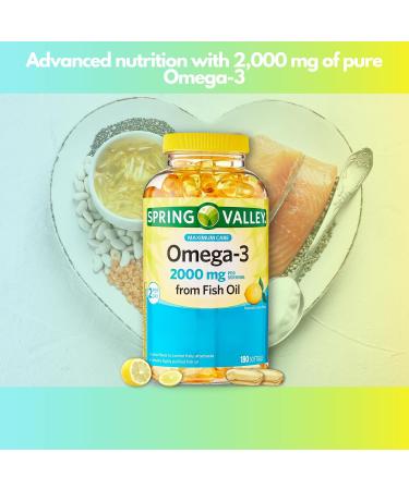 Omega 3 Fish Oil 2000mg- Softgels 180ct (Pack of 1) - Buy Online on GoSupps.com