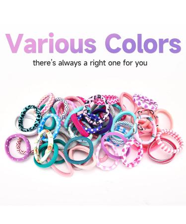 48 Pcs Seamless Nylon Elastic Hair Ties for Girls - Cute Fabric Ponytail Holders in 48 Colors with Prints - No Damage Hair Accessories for Women - Buy Online on GoSupps.com