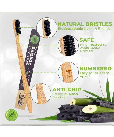 Charcoal Bamboo Toothbrushes (12 Pack) - Extra Soft Bristles for Adults & Kids | Eco-Friendly, Biodegradable, BPA-Free - Buy Online on GoSupps.com