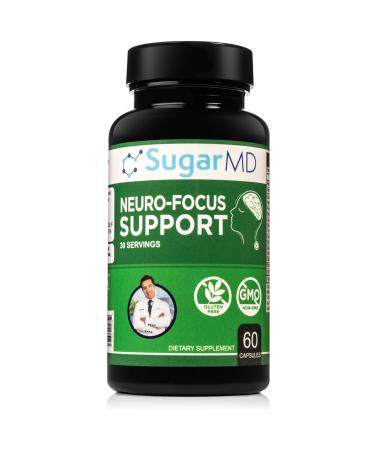 SugarMD Neuro-Focus Support - Brain Health Supplements - Focus and Formula of Bacopa Ginkgo & Bioperine - Non-GMO and Gluten-Free - 60 Capsules