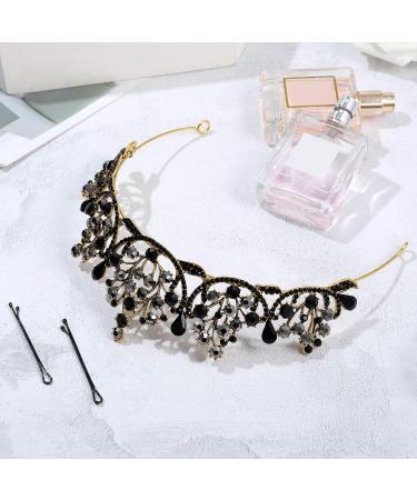 Lurrose Luxury Black Crystal Crown - Baroque Halloween Tiara & Rhinestone Queen Crown - Buy Online on GoSupps.com