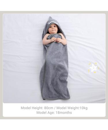COOKY.D Bamboo Hooded Baby Bath Towel | Shark Animal Bathrobe | Large Size 75x100cm | Toddler Wearable Blanket for Boys and Girls - Buy Online on GoSupps.com