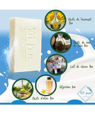 Organic Goat Milk Face Soap for acne psoriasis blackheads + FREE Planner - Dry Sensitive Skin - Made in France - moisturizer with Olive Oil and Organic Glycerin - pack of 2x100g - Buy Online on GoSupps.com