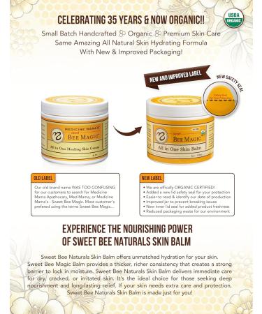 Sweet Bee Magic: Organic All-in-One Healing Skin Cream - Natural Skin Balm Certified Organic Small Batch Made in the USA (2-4 oz Jars - Buy Online on GoSupps.com