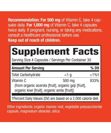 Nature's Way Alive! Fruit Source Vitamin C - 120 Vegetarian Capsules for Immune Support - Buy Online on GoSupps.com