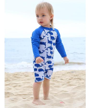 HUAANIUE Baby Girls One Piece Long Sleeve Swimwear UPF 50+ | Boys Bathing Beachwear 0-6 Years | Whitebluewhale Swimming Costume - Buy Online on GoSupps.com
