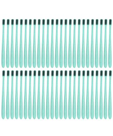 50pcs Wheat Straw Toothbrush Bamboo Charcoal Toothbrush with Small Head and Soft Bristles Individually Packed for Travel (Green)