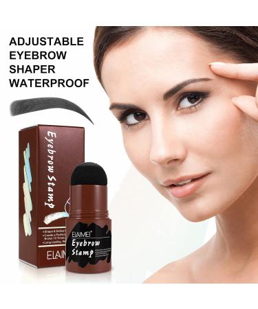 Eyewrew Waterproof Reusable Makeup Brow Stamp Kit | 10 Stencils & Brush for Perfect Brows - Medium Brown - Buy Online on GoSupps.com