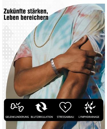 JECANORI Magnetarist Men's Titanstahl Magnetic Bracelet Health Benefits & Ultra Strong 3500 Gauss Magnets | Energetix Jewelry - Buy Online on GoSupps.com