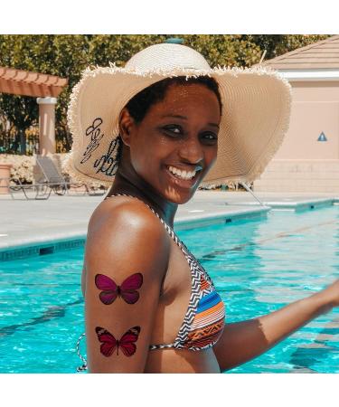 Colorful Butterfly Temporary Tattoos - 10 Sheets, Waterproof & Fake, for Women, Kids, Girls - Ideal for Birthday Parties & Makeup - Coszeos - Buy Online on GoSupps.com