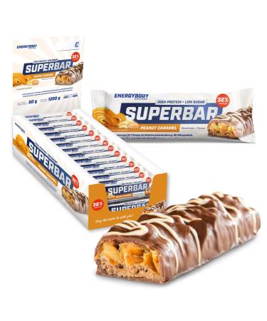 Energybody superbar protein bar Peanut Caramell 24x 50g/High protein bar 32% protein - 2G sugar/protein bar sugar arm for low carb nutrition/protein bars peanut caramel 24 pieces (1 Pack) - Buy Online on GoSupps.com