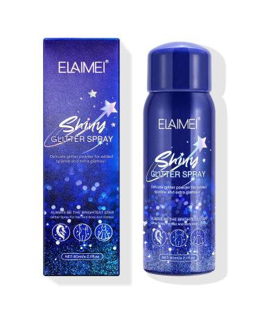 Shiny Body Glitter Spray, Temporary Shimmery Spray for Skin Face Hair Clothing, Quick-Drying Long-Lasting Silver Highlight Powder Spray for Women Festival Rave Stage Makeup Prom (2.11oz/60ml) 1 PCS-A