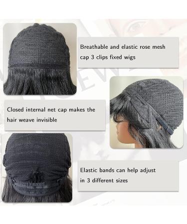 LuxeMelan Black Long Wavy Synthetic Bang Wig - Ocean Wavy Machine Wig for Women | Beginner-Friendly & No Glue Needed - Ideal for Cosplay & Parties - Buy Online on GoSupps.com