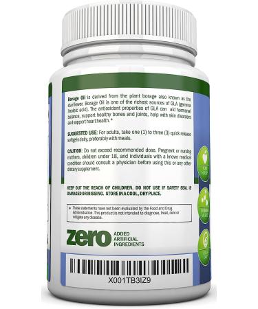NutriONN Borage Oil 1000mg - 180 Softgels - Cold Pressed High GLA Seed Oil - Hexane & PA Free - Skin, Hair, Joints, Bones Support - Buy Online on GoSupps.com