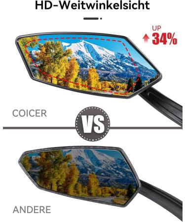 Coicer Left Bicycle Mirror for E-Bike - HD 360 Rotatable & Foldable Handlebar Rear-View Accessory | Extra Large Impact-Resistant Glass - Buy Online on GoSupps.com