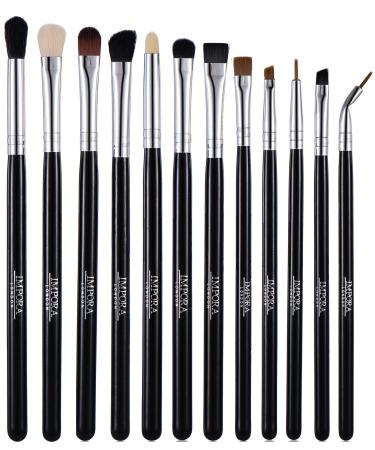 Eye Makeup Brush Set by Impora London. Includes - Eyeshadow Brushes Blending Brush Crease Brush Eyeliner Brush & more 12 Brushes .
