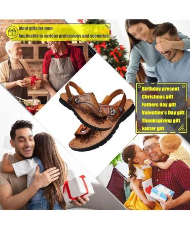 Men's Toe Corrector Sandal | Summer Leather Beach Flip Flops for Flat Feet | Non-Slip Bunion Corrector Slide Shoes 8.5 Khaki - Buy Online on GoSupps.com