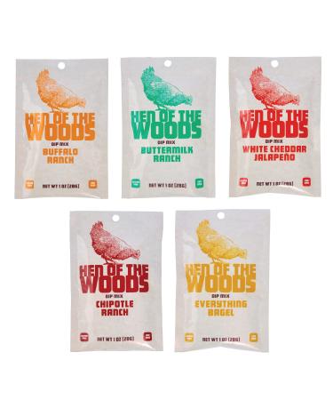 Hen of the Woods Dip Mix, Mixed Flavors Variety Pack, 1 Ounce Pouch, 5-Pack
