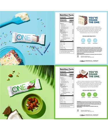 ONE Protein Bars Variety Pack - Gluten Free, 20g Protein, 1g Sugar - Birthday Cake, Almond Bliss, Maple Glazed Doughnut & Peanut Butter Pie (12 Pack) - Buy Online on GoSupps.com
