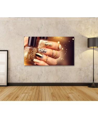 islandburner Canvas Picture Golden Manicure Gems Sparks Bottle Nail Polish Accessories Trendy Holiday Style Bright Prints Art Poster Wall Art - Buy Online on GoSupps.com