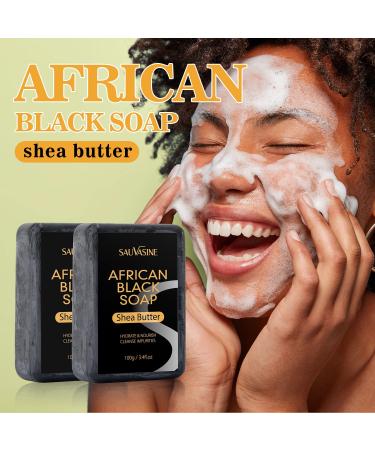 African Black Soap with Shea Butter | Deep Cleansing & Moisturizing Soap for Glowing Skin | Reduces Acne & Refines Pores | Organic Face & Body Soap for Women & Men - Buy Online on GoSupps.com