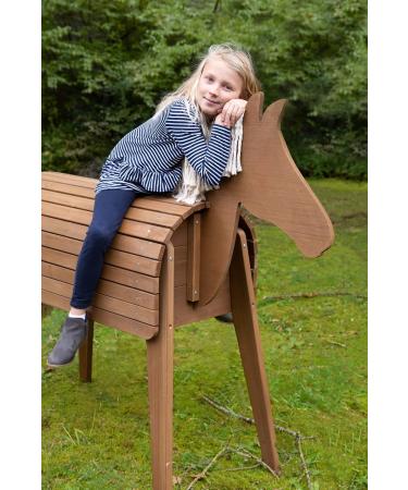 Roba Wooden Garden Horse - Vaulting Horse with Mane & Tail for Gymnastics & Riding - Solid Teak Construction - Buy Online on GoSupps.com