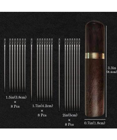 YAWALL Self Threading Needles - 24 Pieces with Wood Needle Case, Dark Brown - Buy Online on GoSupps.com