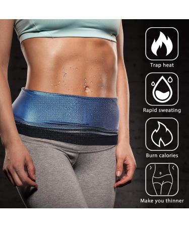 Geyoga 2-Piece Waist Trimmer Set for Women - XX-Large Sweat Wrap Trainer in Blue for Bodybuilding | Adjustable and Comfortable - Buy Online on GoSupps.com