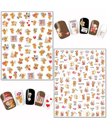 Cute Animal Doll Nail Art Stickers - Self-Adhesive Designs for Manicure - Bear Dog Cat Rabbit Duck Raccoon Sheep Hedgehog - Nail Decals for Women and Girls - Buy Online on GoSupps.com