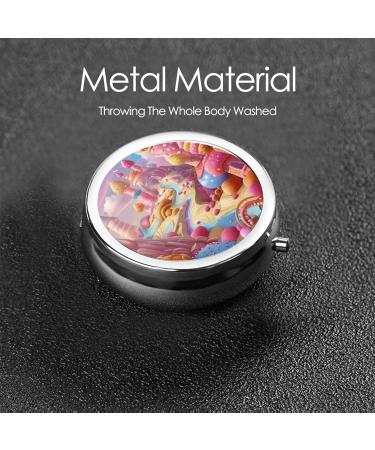 Cartoon Candy Castle Portable Metal Pill Box | Round Mini 3-Compartment | Travel-Friendly Small Pills Organizer - Buy Online on GoSupps.com