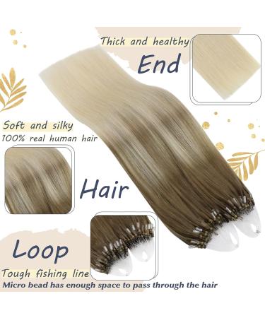 Ugeat Real Hair Microring Extensions - Ombre 60cm | Light Brown to White Blonde | 50g 1g Hair Highlights - Buy Online on GoSupps.com