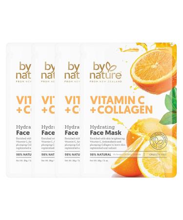 4pk Vitamin C + Collagen Hydrating Face Masks - Premium Moisturizing Sheet Masks for Radiant Skin & Enhanced Elasticity - Buy Online on GoSupps.com