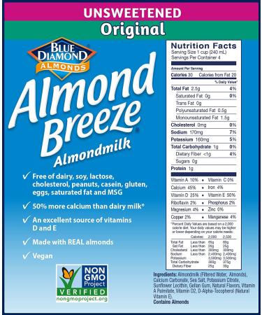 Almond Breeze Almond Milk Unsweetened Original 32oz - Pack of 6 - Buy Online on GoSupps.com