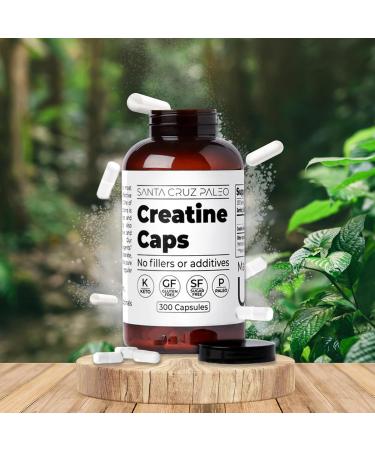Santa Cruz Paleo Creatine Capsules, Supports Muscle Growth & Energy, Gluten Free, Keto, Sugar Free, Paleo, No Fillers or Additives, Creatine Monohydrate Pills, 2500mg, 100 Servings, 300 Capsules - Buy Online on GoSupps.com