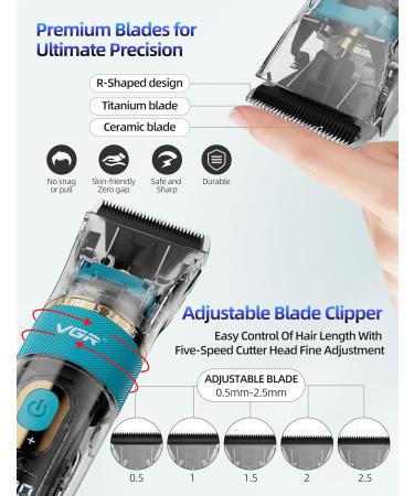 VGR Professional Hair Clippers for Men - Cordless & Waterproof 3 Adjustable Speeds USB Rechargeable LED Display - Best Electric Barber Clippers for Precision Hair Cutting - Buy Online on GoSupps.com
