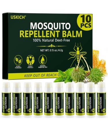 10 Pack Mosquito Repellent Balm Stick Mosquito Repellent Balm for Outdoor Patio Hiking Camping Plant-Based Natural Ingredients Travel-Pocket Size 0.15oz Each