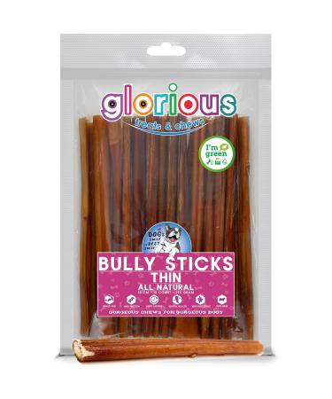 Premium Bully Sticks for Dogs - All-Natural Beef Pizzle Sticks for Puppies to Medium Dogs Dental Chew Treats for Healthy Teeth and Gums Fully Digestible Gluten-Free (Thin 12-15 cm 250gr) Thin-Regular 15 count (Pack of 1)