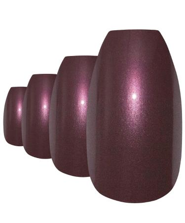 Bling Art Brown Pearlescent Coffin False Nails - 24 Long Artificial Ballerina Nails with Glue for Stunning Manicure - Buy Online on GoSupps.com