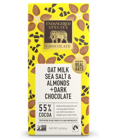 Endangered Species Chocolate Oat Milk Sea Salt & Almonds + Dark Chocolate 55% Cocoa  3 oz (85 g)