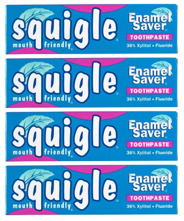 Squigle Enamel Saver Toothpaste (Canker Sore Prevention & Treatment) Prevents Cavities Perioral Dermatitis Bad Breath Chapped Lips - 4 Pack 1