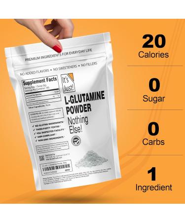It's Just! - L-Glutamine Powder Unflavored Amino Acid Faster Muscle Recovery Leaky Gut Digestive Support (500 Grams / 100 Servings) 1.1 Pound (Pack of 1) - Buy Online on GoSupps.com
