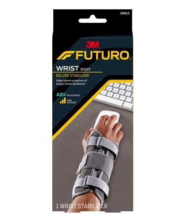 Futuro Futuro Deluxe Wrist Stabilizer  Right Hand  One Size  Gray  Adjustable (09013ENR)