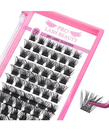 Lash Clusters 72 Pcs Individual Lashes Cluster DIY Lash Extension Volume Eyelashes Look Super Thin Band and Comfortable (Volume-C-12mm) 12 mm-C Curl Volume