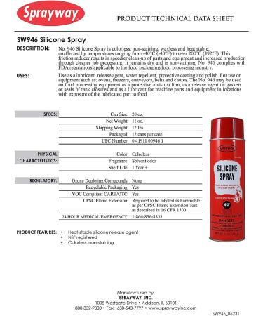 Sprayway SW946 Silicone Spray and Release Agent 11 oz - Non-Stick Lubricant for Industrial Use - Buy Online on GoSupps.com