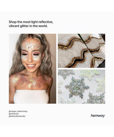 Hemway Ultra Sparkle Glitter White 100g - Multi-Purpose Epoxy Resin for Arts & Crafts, Body, Hair, Face, Nails - Cosmetic Grade, Wedding, Tumblers, Flowers - Iridescent White Glitter Powder - Buy Online on GoSupps.com