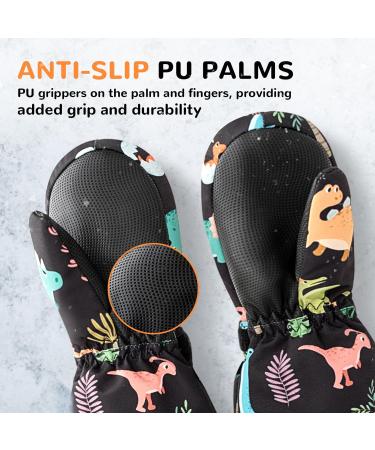 Upenty Kids Ski Gloves - Waterproof Windproof Warm & Breathable Winter Gloves for Boys & Girls (Ages 2-10) - Dinosaur Design - Buy Online on GoSupps.com