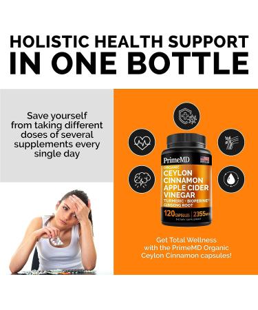 Ceylon Cinnamon Capsules 2355mg with Apple Cider Vinegar, Turmeric & Siberian Ginseng - 5-in-1 Supplement with Bioperine - 240 Capsules - Buy Online on GoSupps.com