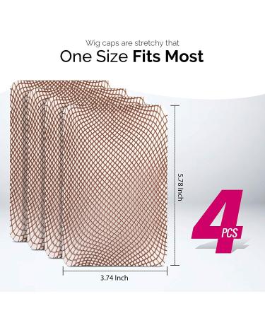 FANDAMEI 4PCS Dark Brown Wig Caps - Mesh Net Liner for Women, Men & Kids - Buy Online on GoSupps.com